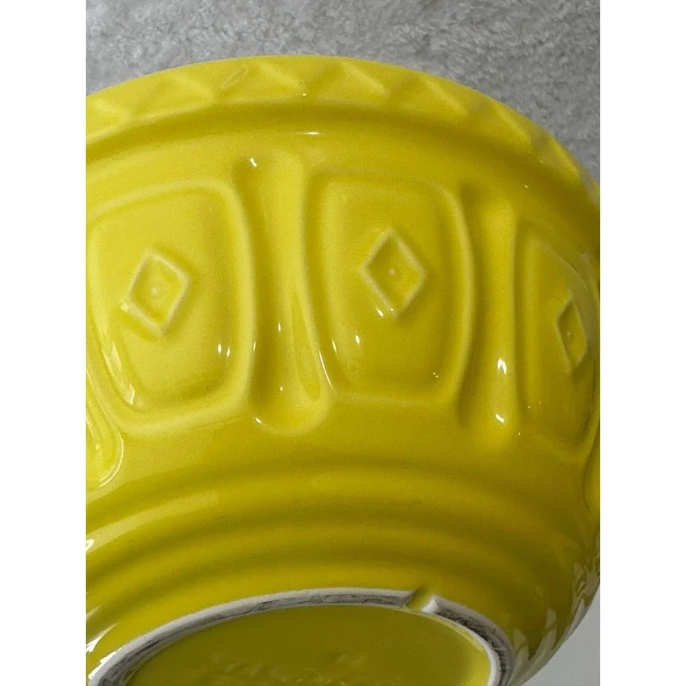 Mason Cash S12 Mixing Bowl Yellow Embossed Earthenware 11.5 Inch Made in England